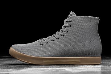 Dark / Grey Nobull High-Top Gum Canvas Men's Trainers | CA H1412A